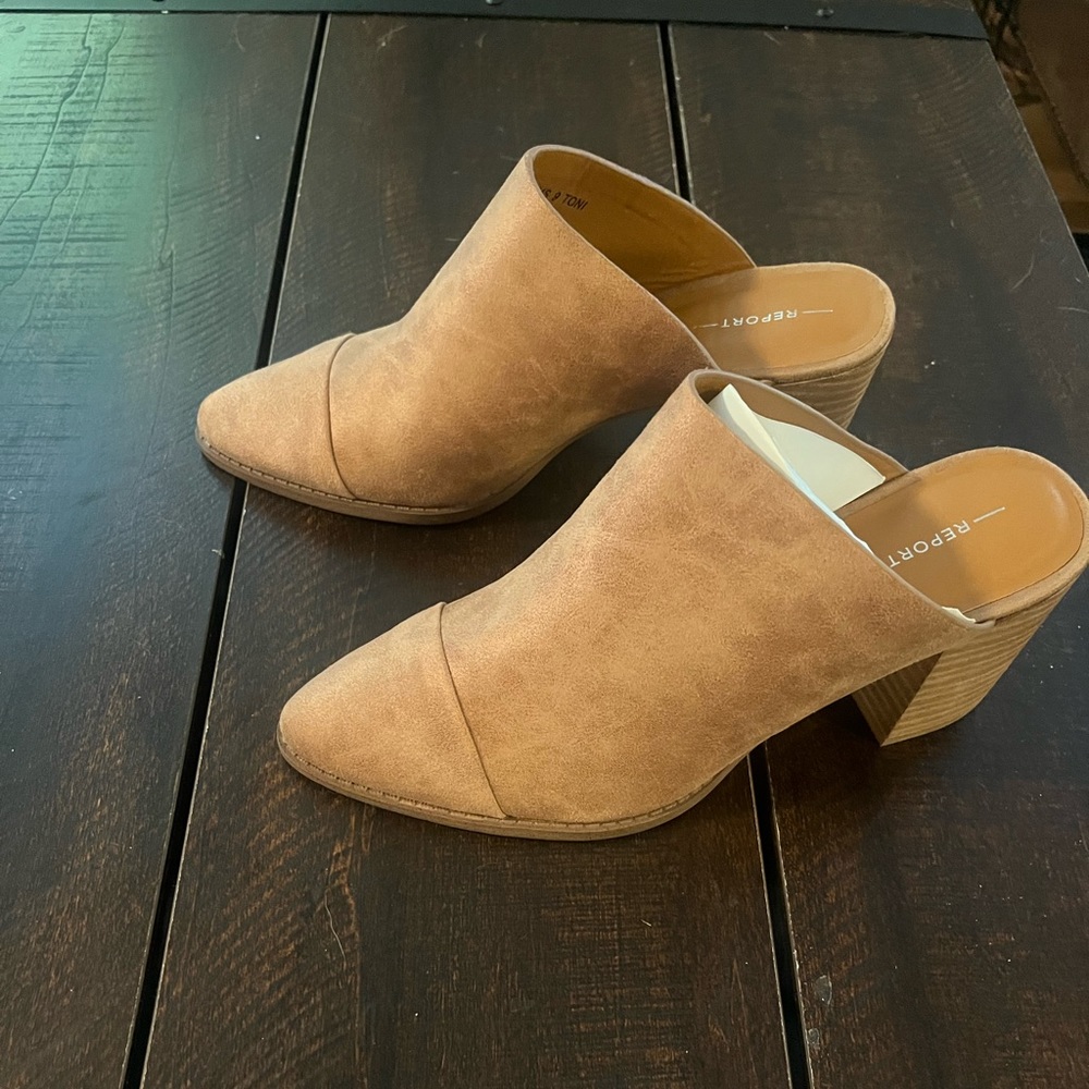 Report FootwearToni Mule Heeled Bootie in Tan